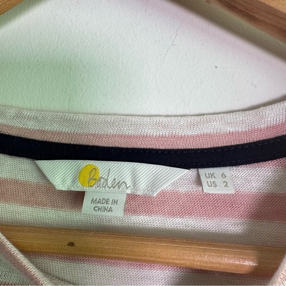 Boden Dorothy Linen Jersey Stripes Ruffle Trim Top size US2 - Picture 2 of 5